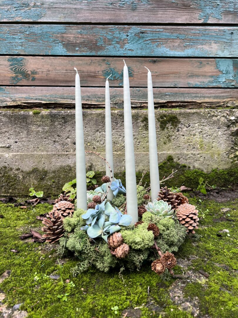 Adventskrans stagelys Antikgrøn 2022 - Happyflower-dk