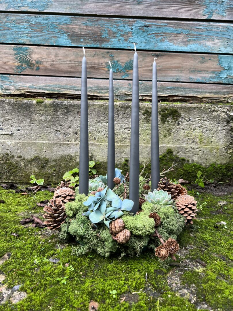 Adventskrans stagelys Mørkegrå 2022 - Happyflower-dk