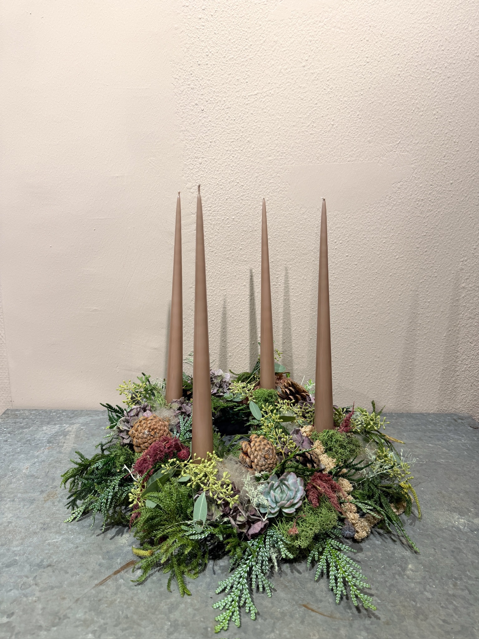 Adventskrans Soft Clay stagelys - Ester & Erik - Happyflower-dk