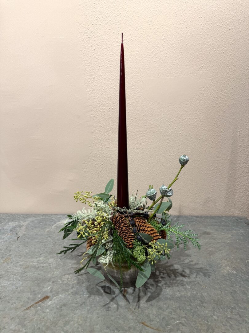 Juledekoration Deep Wine stagelys - Ester & Erik - Happyflower-dk