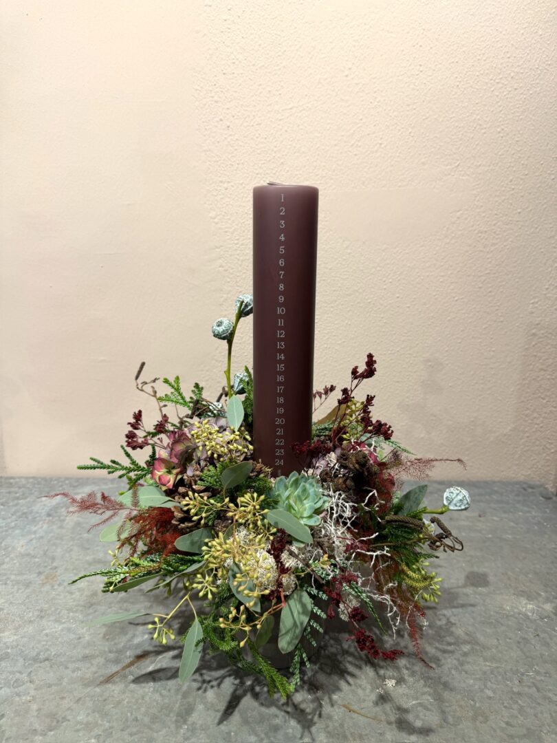 Kalenderdekoration Winter Rose kalenderlys - Ester & Erik - Happyflower-dk